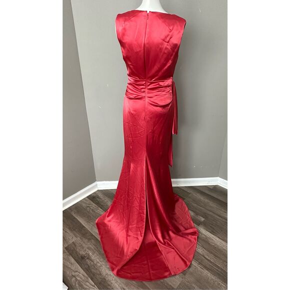 NWT Talbot Runhof Satin Side-Tie V-Neck Gown Size 6 $1995 - Picture 9 of 11